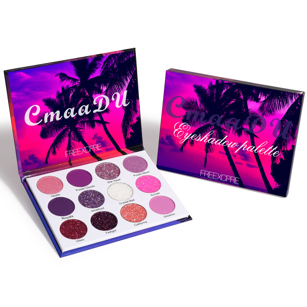 CmaaDu 12 Color Eyeshadow Palette Shiny Eyeshadow Makeup Matte and Metallic Glitter Makeup