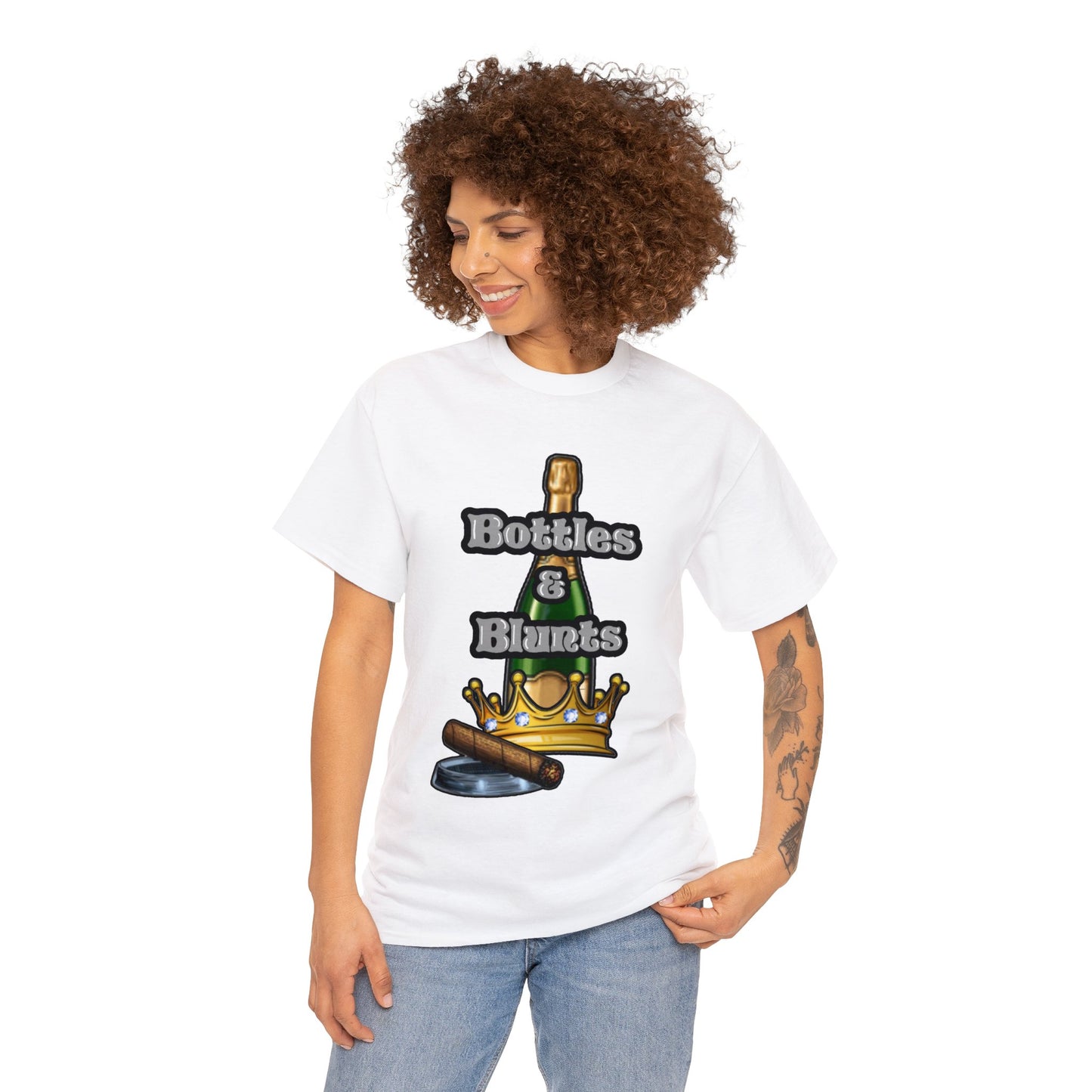 Unisex Bottles and Blunts Heavy Cotton Tee