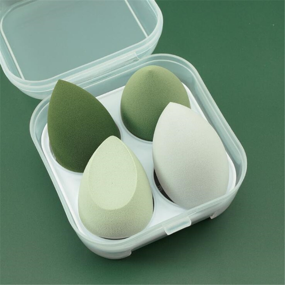 4pcs Makeup Blender Cosmetic Puff Makeup Sponge with Storage Box Foundation Powder Sponge Beauty Tools