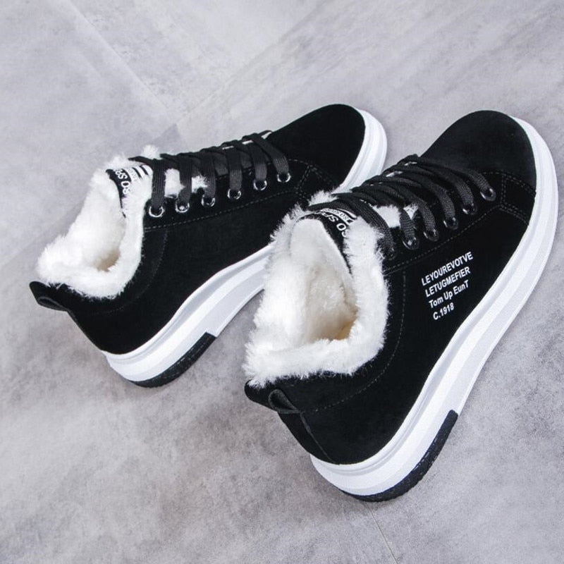 Women's Shoes Winter Women Boots Warm Fur Plush Lady Casual Shoes Lace Up Fashion Sneakers Zapatillas Mujer Platform Snow Boots