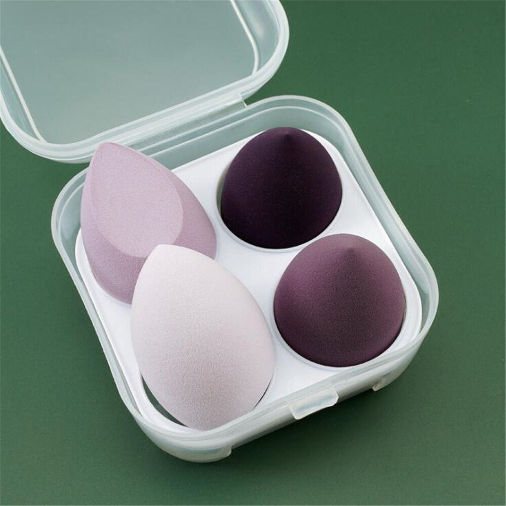 4pcs Makeup Blender Cosmetic Puff Makeup Sponge with Storage Box Foundation Powder Sponge Beauty Tools