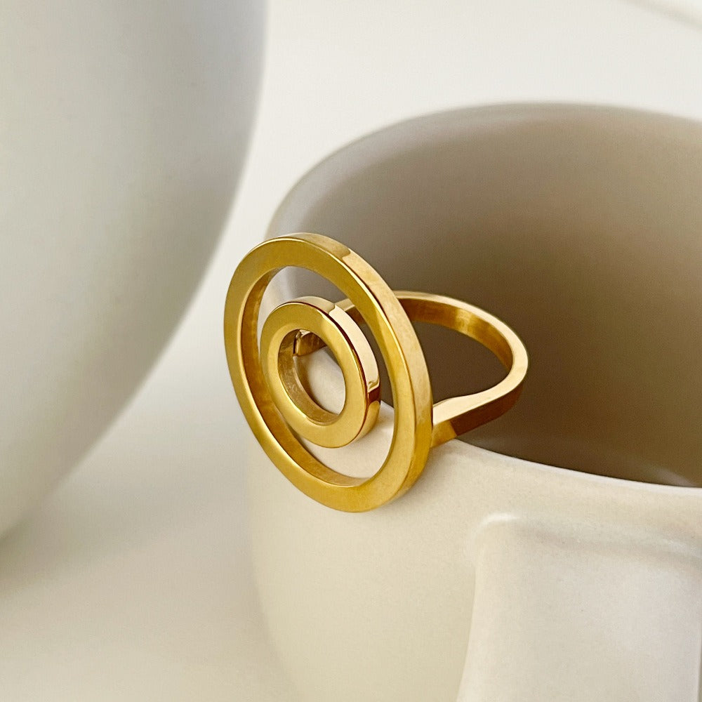 Hip hop ins fashion simple versatile circle shape ring for women