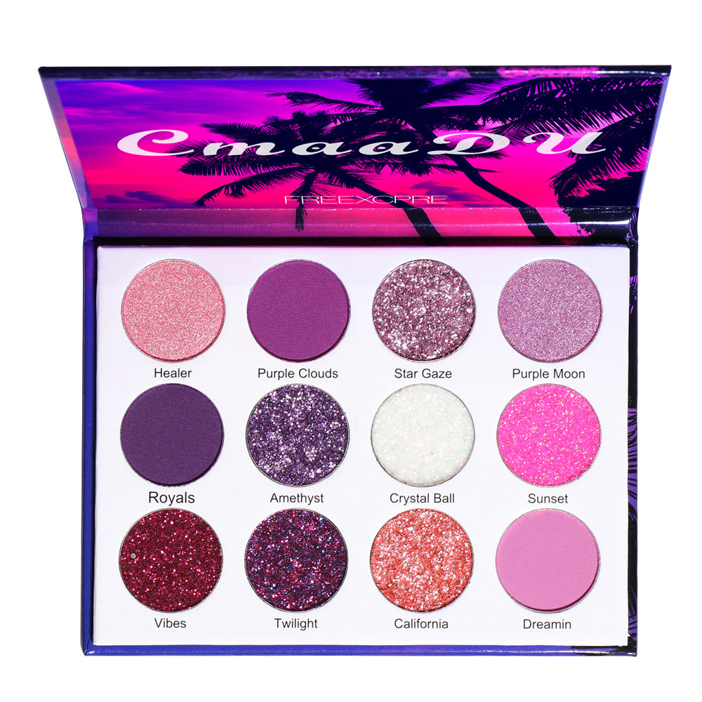 CmaaDu 12 Color Eyeshadow Palette Shiny Eyeshadow Makeup Matte and Metallic Glitter Makeup