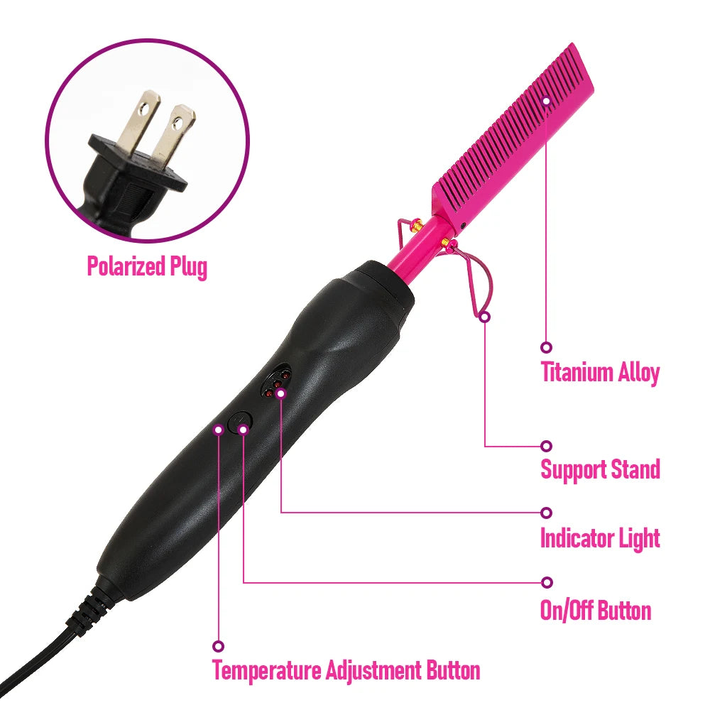 3 in 1 Hot Comb Straightener Electric Hair Straightener Hair Curler Wet Dry Use Hair Flat Irons Hot Heating Comb For Hair