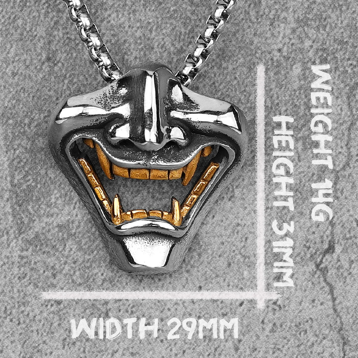 Samurai Fangs Demon Stainless Steel Men Necklaces Pendant Chain Gothic Punk for Boyfriend Male Jewelry Creativity Gift Wholesale