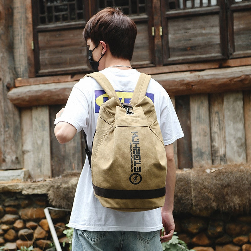 Men Travel Bag Mountaineering Backpack Male Canvas Large Capacity Bucket Shoulder Bags For Boys Man Army Rucksack Mochila XA33ZC