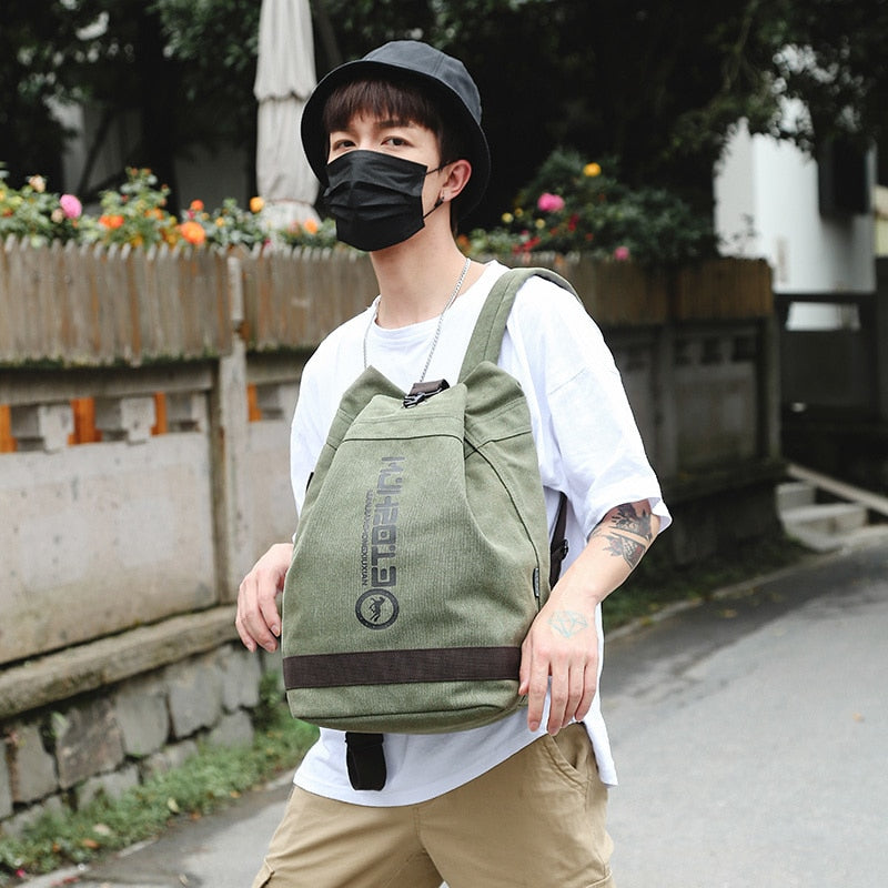 Men Travel Bag Mountaineering Backpack Male Canvas Large Capacity Bucket Shoulder Bags For Boys Man Army Rucksack Mochila XA33ZC