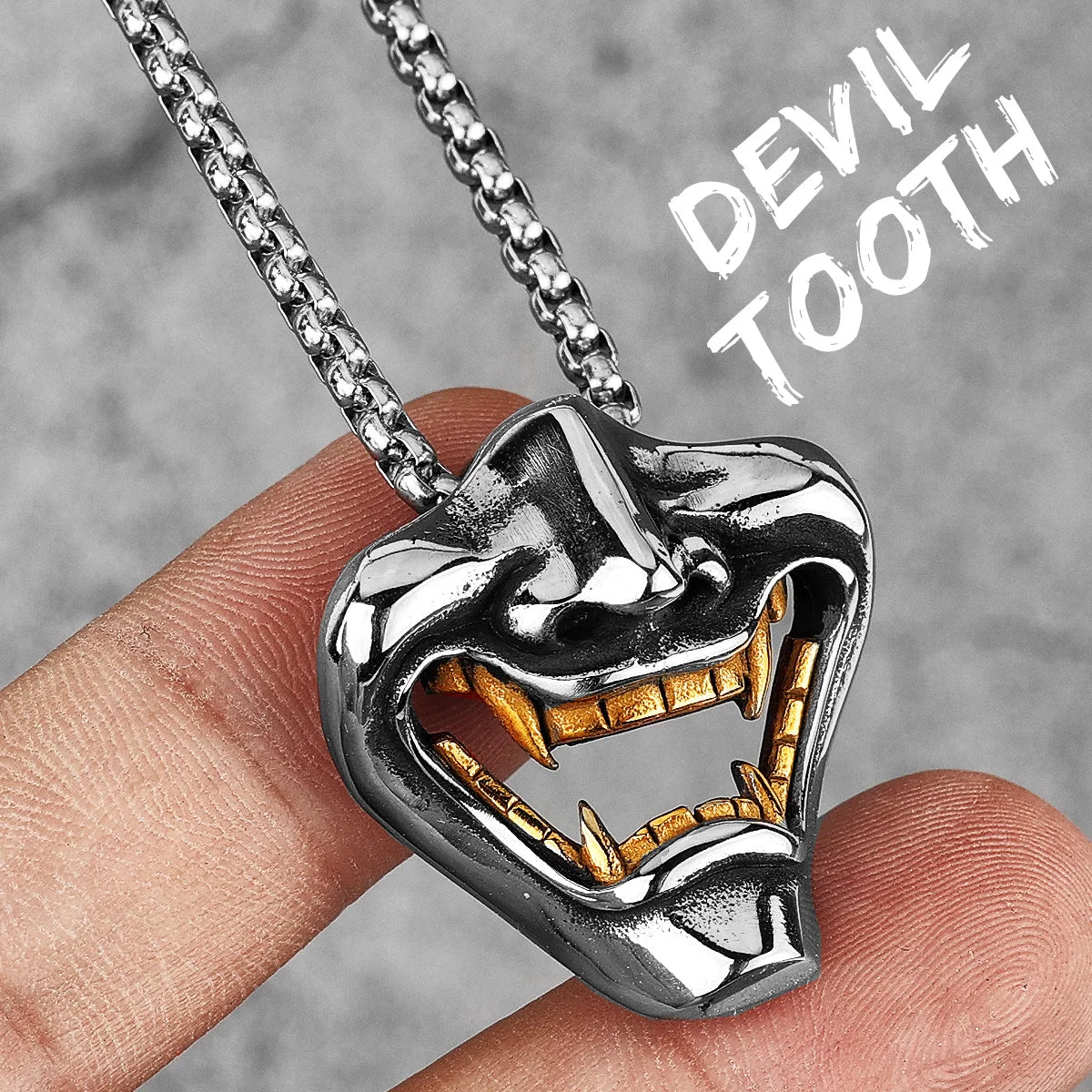 Samurai Fangs Demon Stainless Steel Men Necklaces Pendant Chain Gothic Punk for Boyfriend Male Jewelry Creativity Gift Wholesale