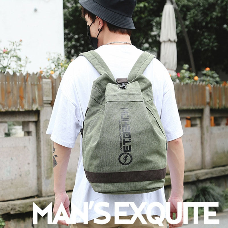 Men Travel Bag Mountaineering Backpack Male Canvas Large Capacity Bucket Shoulder Bags For Boys Man Army Rucksack Mochila XA33ZC