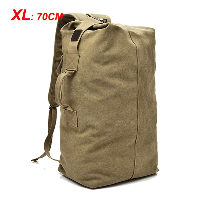 Men Travel Bag Mountaineering Backpack Male Canvas Large Capacity Bucket Shoulder Bags For Boys Man Army Rucksack Mochila XA33ZC