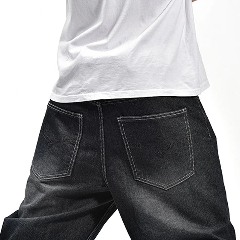 Baggy Jeans Men Denim Pants Loose Streetwear Jeans Hip Hop Casual Skateboard Pants for Men Plus Size Trousers Black S94