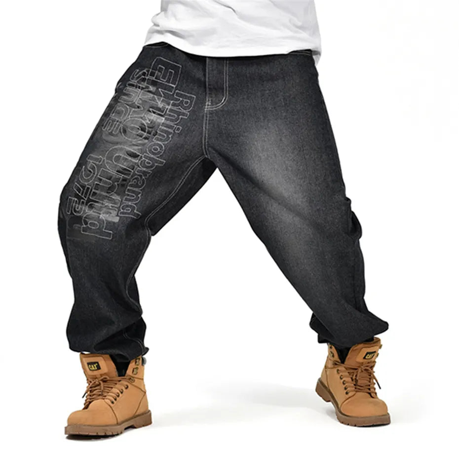 Baggy Jeans Men Denim Pants Loose Streetwear Jeans Hip Hop Casual Skateboard Pants for Men Plus Size Trousers Black S94