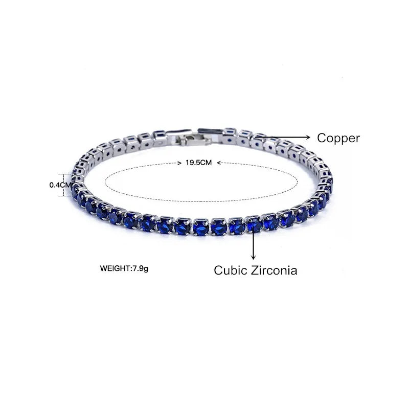 Luxury 4mm Cubic Zirconia Tennis Bracelets Iced Out Chain Crystal Wedding Bracelet For Women Men Gold Silver Color Bracelet