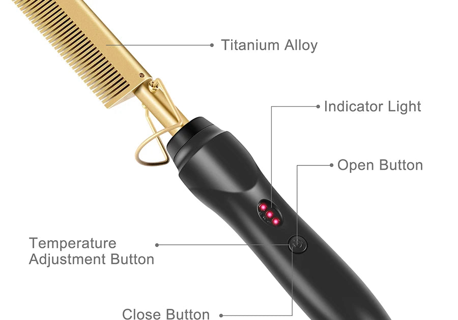 3 in 1 Hot Comb Straightener Electric Hair Straightener Hair Curler Wet Dry Use Hair Flat Irons Hot Heating Comb For Hair