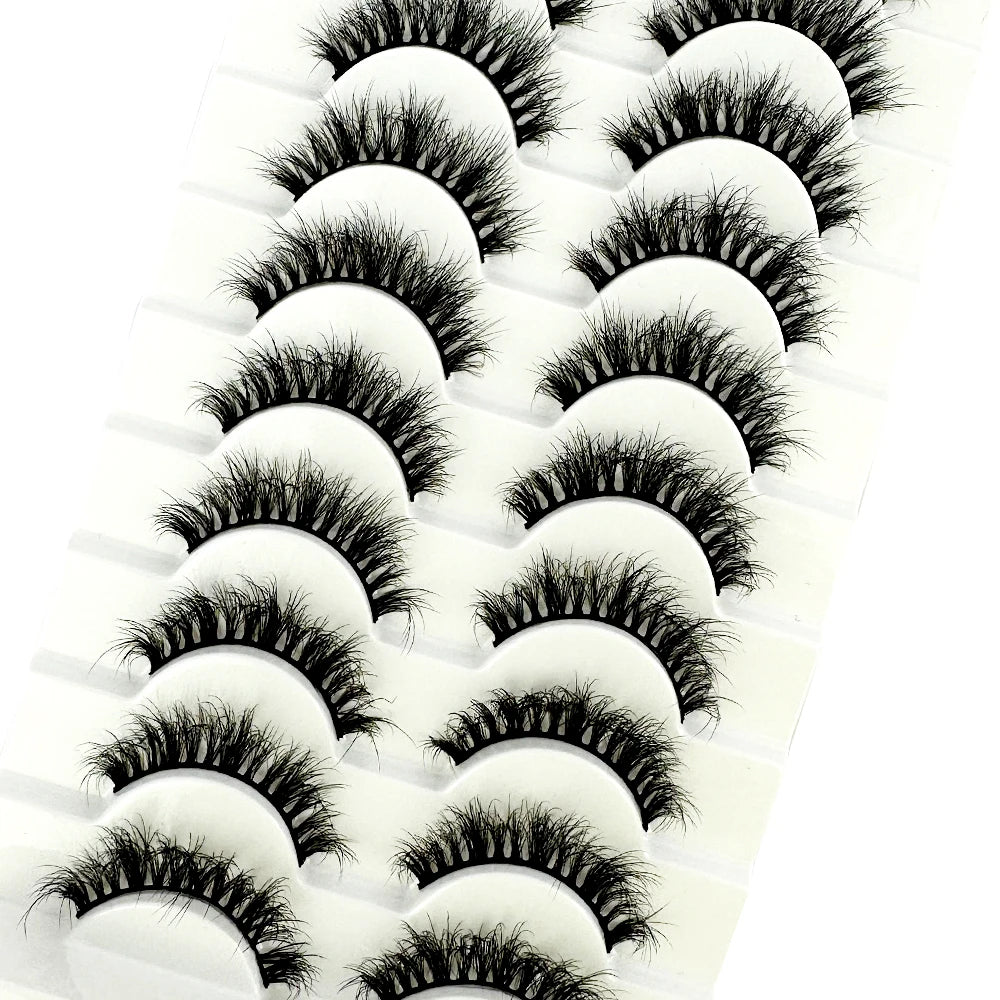 NEW 10 Pairs Natural 3d Mink Lashes Soft False Eyelashes Cross Messy Dense Eye Lashes Extension Makeup Faux Cils Maquillaje H13