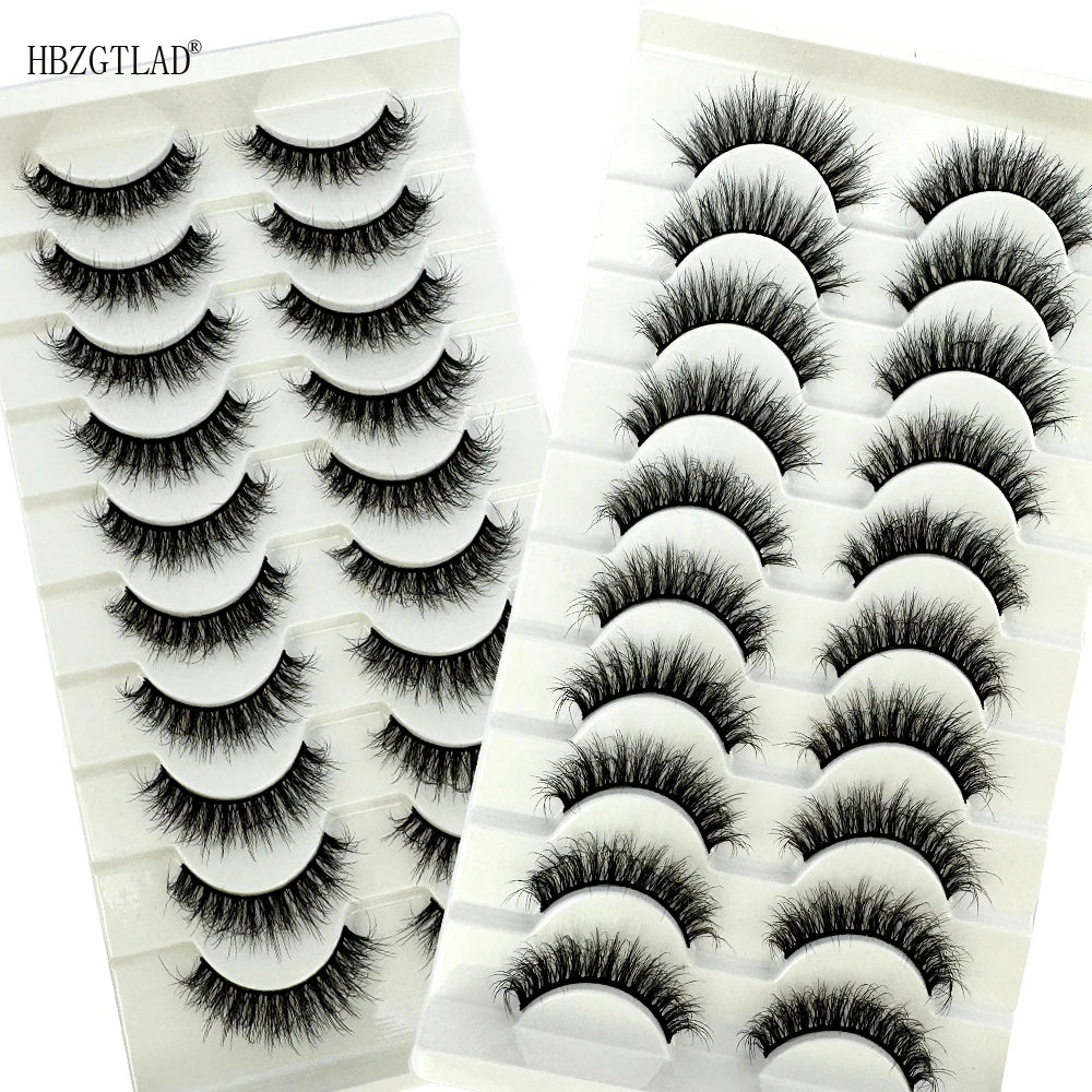 NEW 10 Pairs Natural 3d Mink Lashes Soft False Eyelashes Cross Messy Dense Eye Lashes Extension Makeup Faux Cils Maquillaje H13