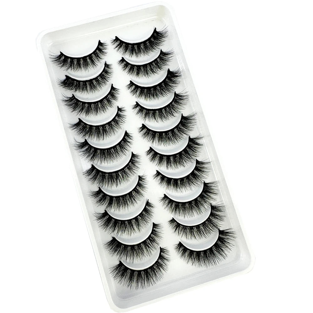 NEW 10 Pairs Natural 3d Mink Lashes Soft False Eyelashes Cross Messy Dense Eye Lashes Extension Makeup Faux Cils Maquillaje H13