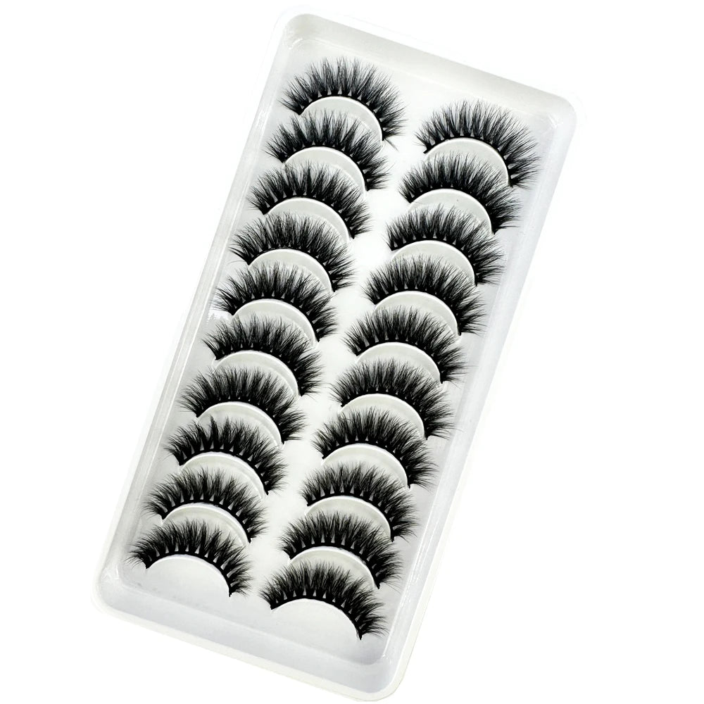 NEW 10 Pairs Natural 3d Mink Lashes Soft False Eyelashes Cross Messy Dense Eye Lashes Extension Makeup Faux Cils Maquillaje H13