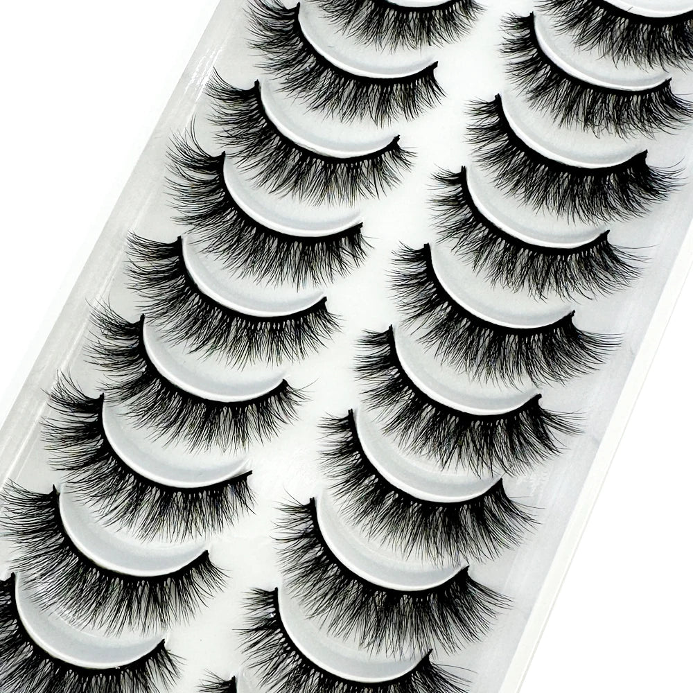 NEW 10 Pairs Natural 3d Mink Lashes Soft False Eyelashes Cross Messy Dense Eye Lashes Extension Makeup Faux Cils Maquillaje H13