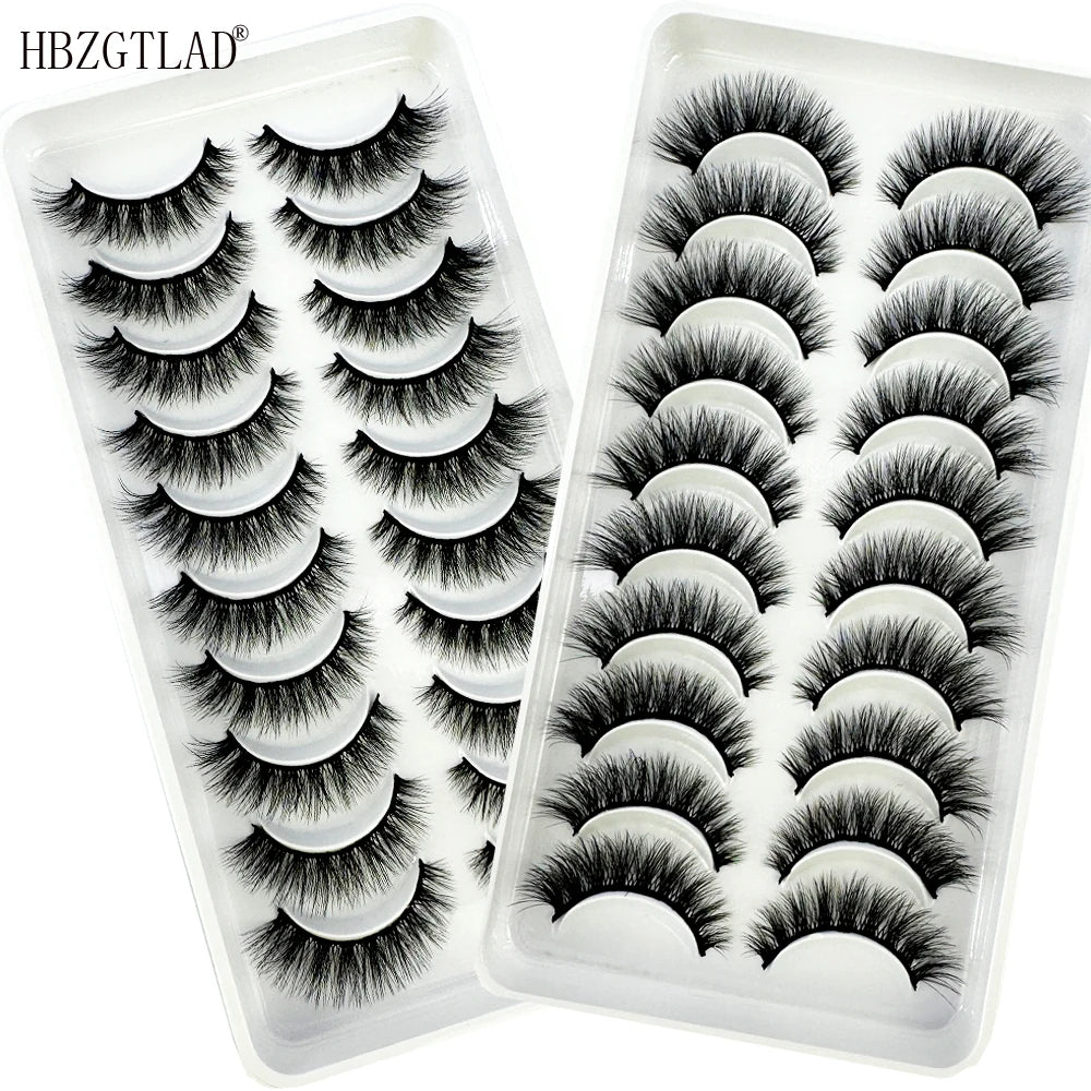 NEW 10 Pairs Natural 3d Mink Lashes Soft False Eyelashes Cross Messy Dense Eye Lashes Extension Makeup Faux Cils Maquillaje H13