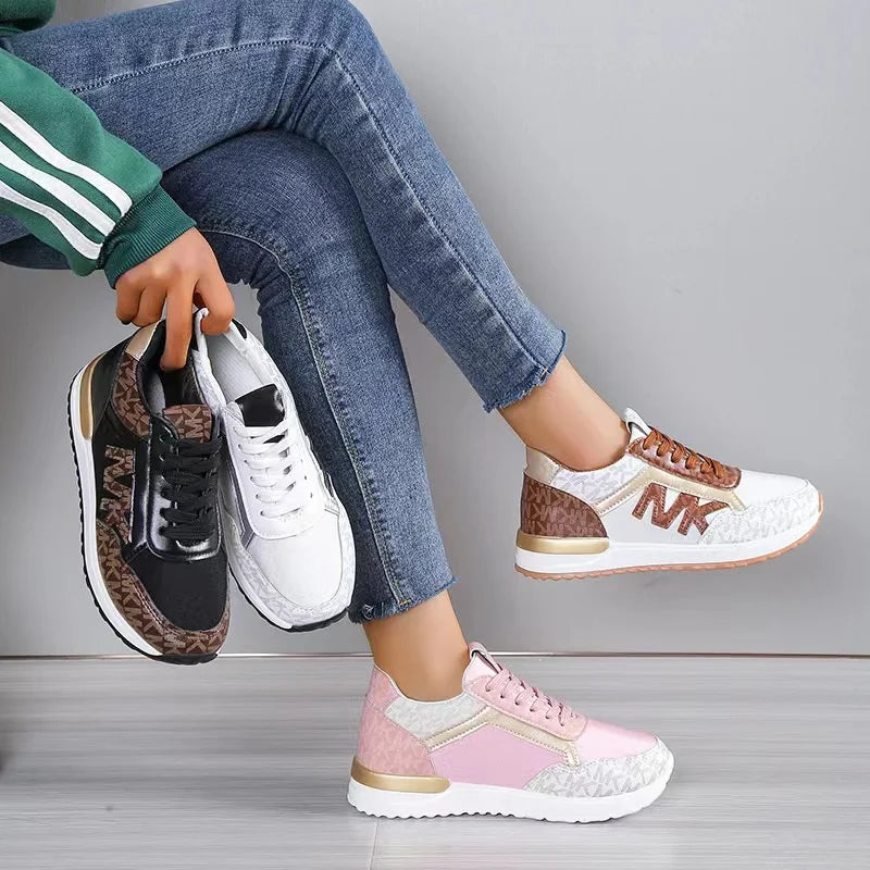 2024 Style New Women Wedges Sneakers Lace - Up Breathable Sports Shoes Casual Platform Female Footwear Ladies Vulcanized Shoes