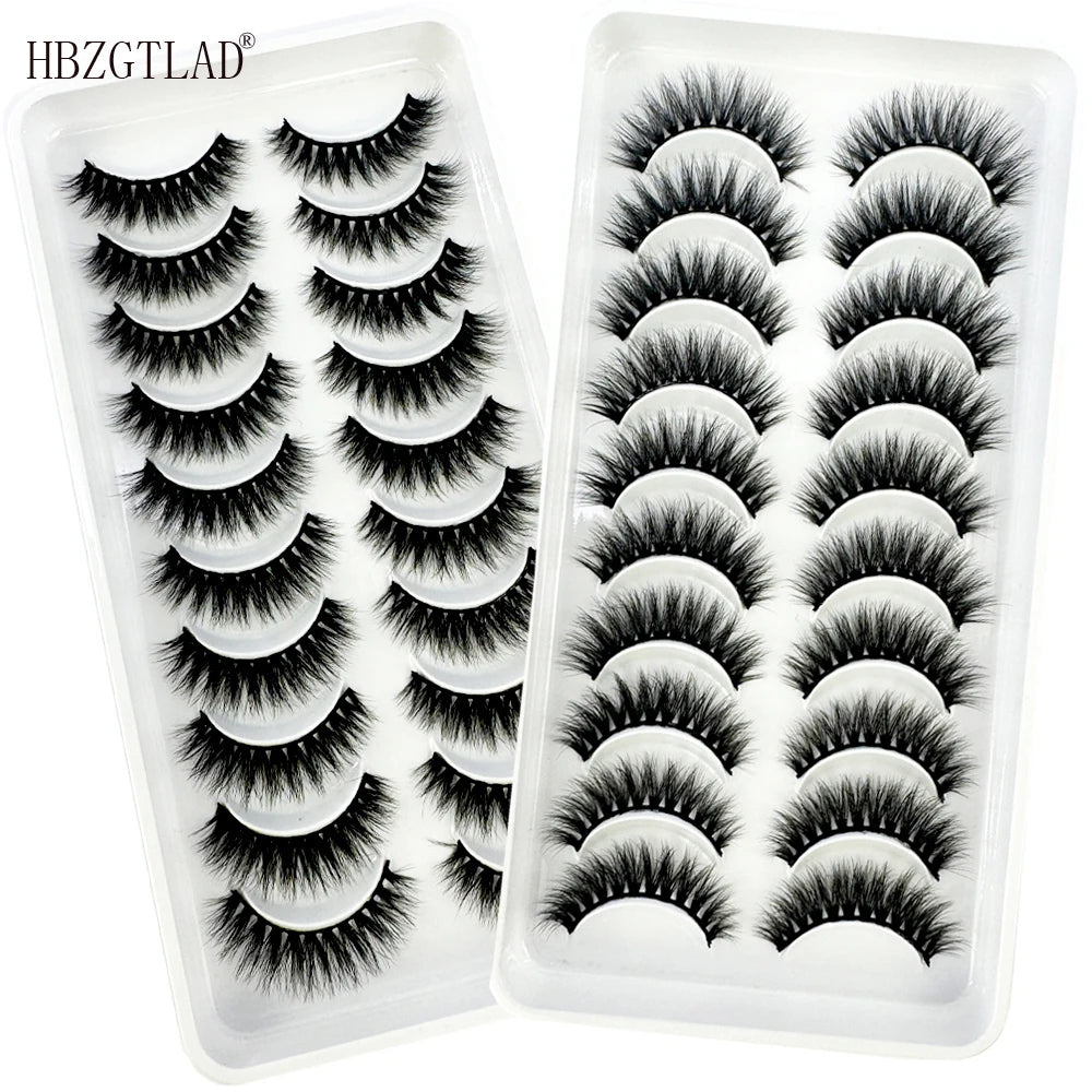 NEW 10 Pairs Natural 3d Mink Lashes Soft False Eyelashes Cross Messy Dense Eye Lashes Extension Makeup Faux Cils Maquillaje H13