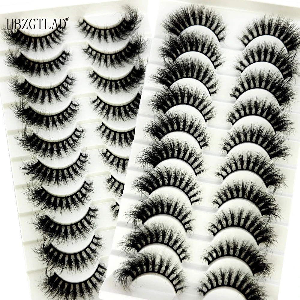 NEW 10 Pairs Natural 3d Mink Lashes Soft False Eyelashes Cross Messy Dense Eye Lashes Extension Makeup Faux Cils Maquillaje H13