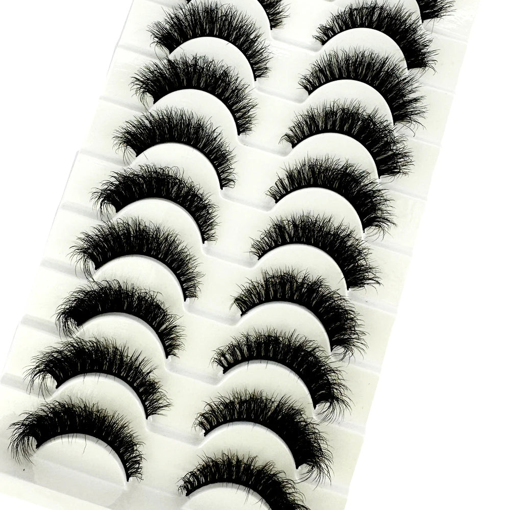 NEW 10 Pairs Natural 3d Mink Lashes Soft False Eyelashes Cross Messy Dense Eye Lashes Extension Makeup Faux Cils Maquillaje H13