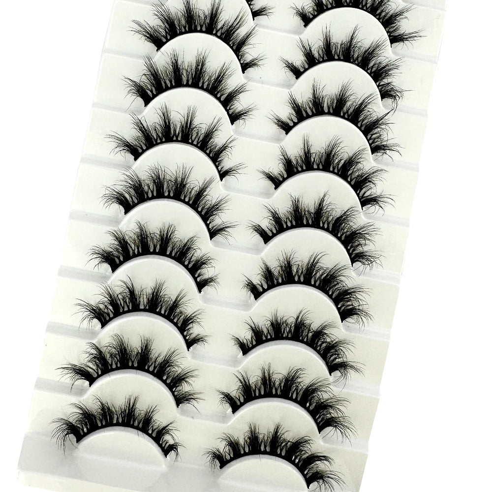 NEW 10 Pairs Natural 3d Mink Lashes Soft False Eyelashes Cross Messy Dense Eye Lashes Extension Makeup Faux Cils Maquillaje H13