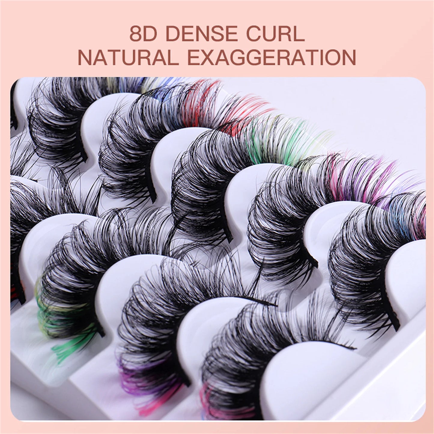 2Boxes/14Pairs Colored Eyelashes Fluffy Fake Lashes With Color, D Curl Volume Dramatic Long Thick Volume Fake Eye Lash