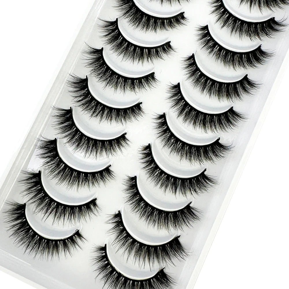 NEW 10 Pairs Natural 3d Mink Lashes Soft False Eyelashes Cross Messy Dense Eye Lashes Extension Makeup Faux Cils Maquillaje H13