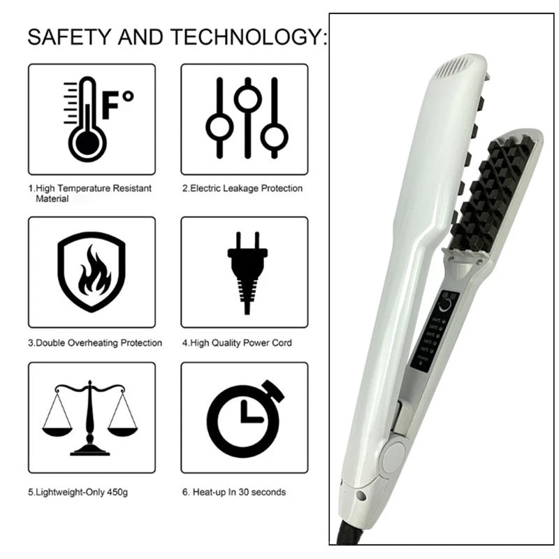 Professional Fluffy Corn Perm Volumizing Hair Iron Straightener Comb Increase Hair Volume Fluffy Hair Straightener Flat Irons