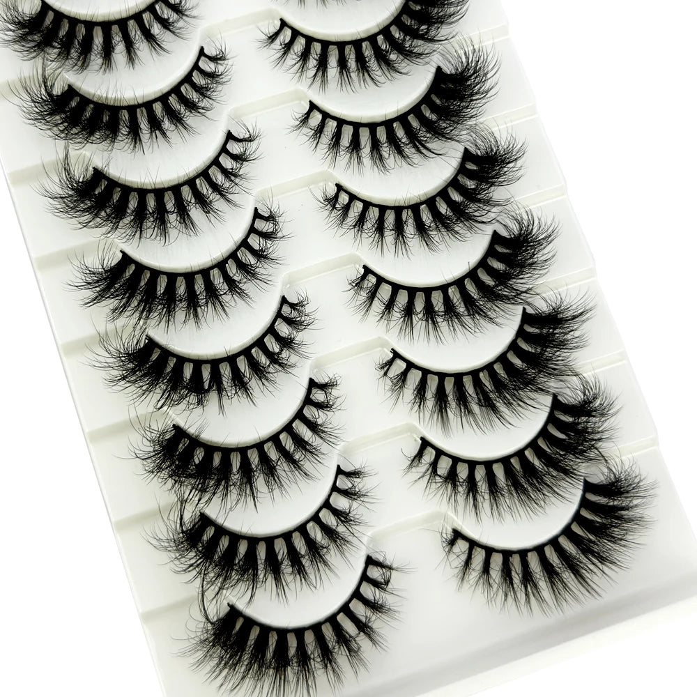 NEW 10 Pairs Natural 3d Mink Lashes Soft False Eyelashes Cross Messy Dense Eye Lashes Extension Makeup Faux Cils Maquillaje H13