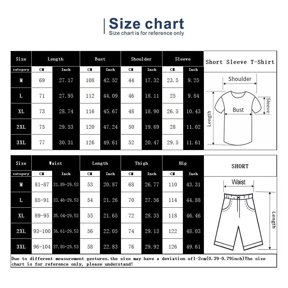 Summer Set Men Oversized T Shirt Shorts 2 Piece Outfits Short Sleeve Print Tracksuits Fashion Sportswear Sets Men's Clothing