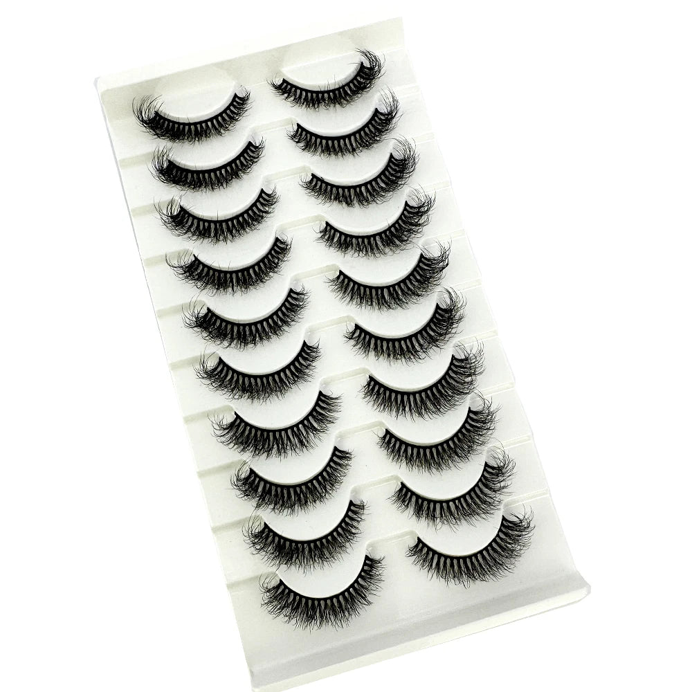 NEW 10 Pairs Natural 3d Mink Lashes Soft False Eyelashes Cross Messy Dense Eye Lashes Extension Makeup Faux Cils Maquillaje H13