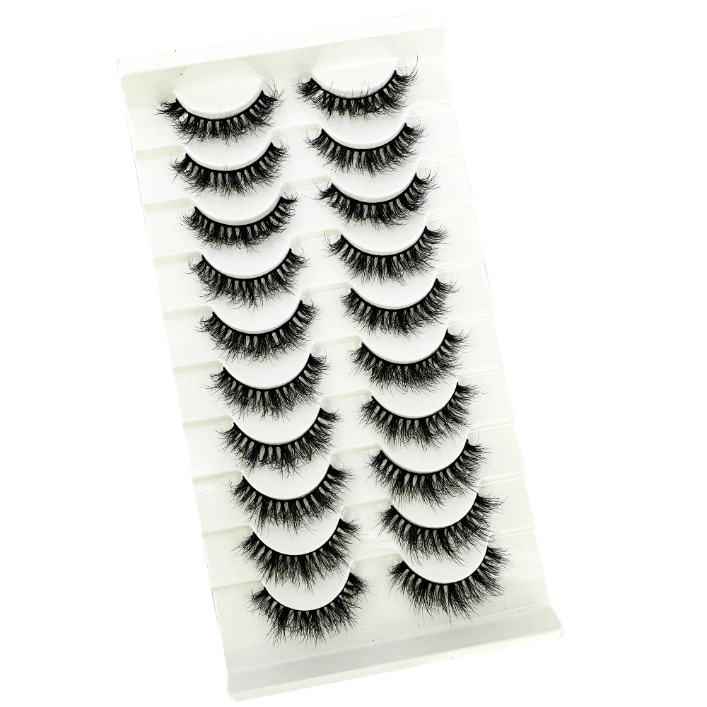 NEW 10 Pairs Natural 3d Mink Lashes Soft False Eyelashes Cross Messy Dense Eye Lashes Extension Makeup Faux Cils Maquillaje H13