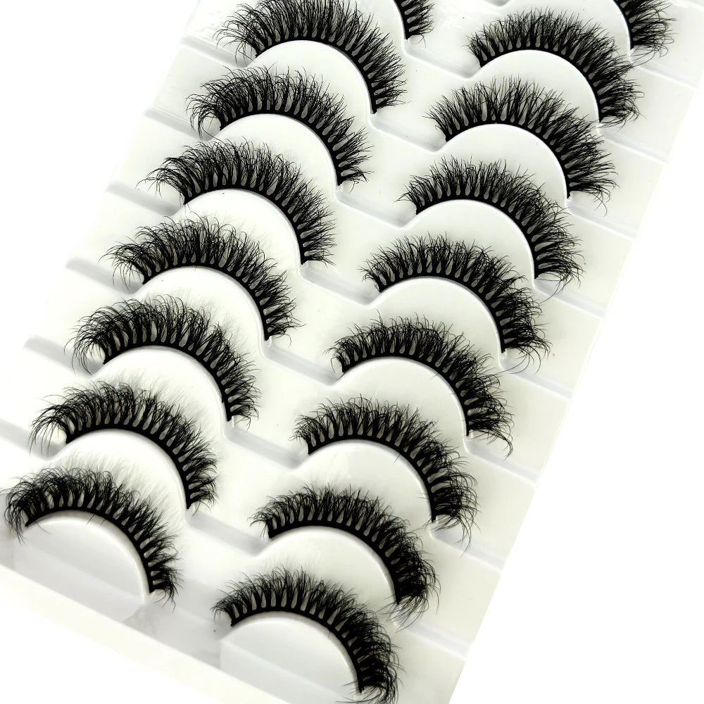 NEW 10 Pairs Natural 3d Mink Lashes Soft False Eyelashes Cross Messy Dense Eye Lashes Extension Makeup Faux Cils Maquillaje H13