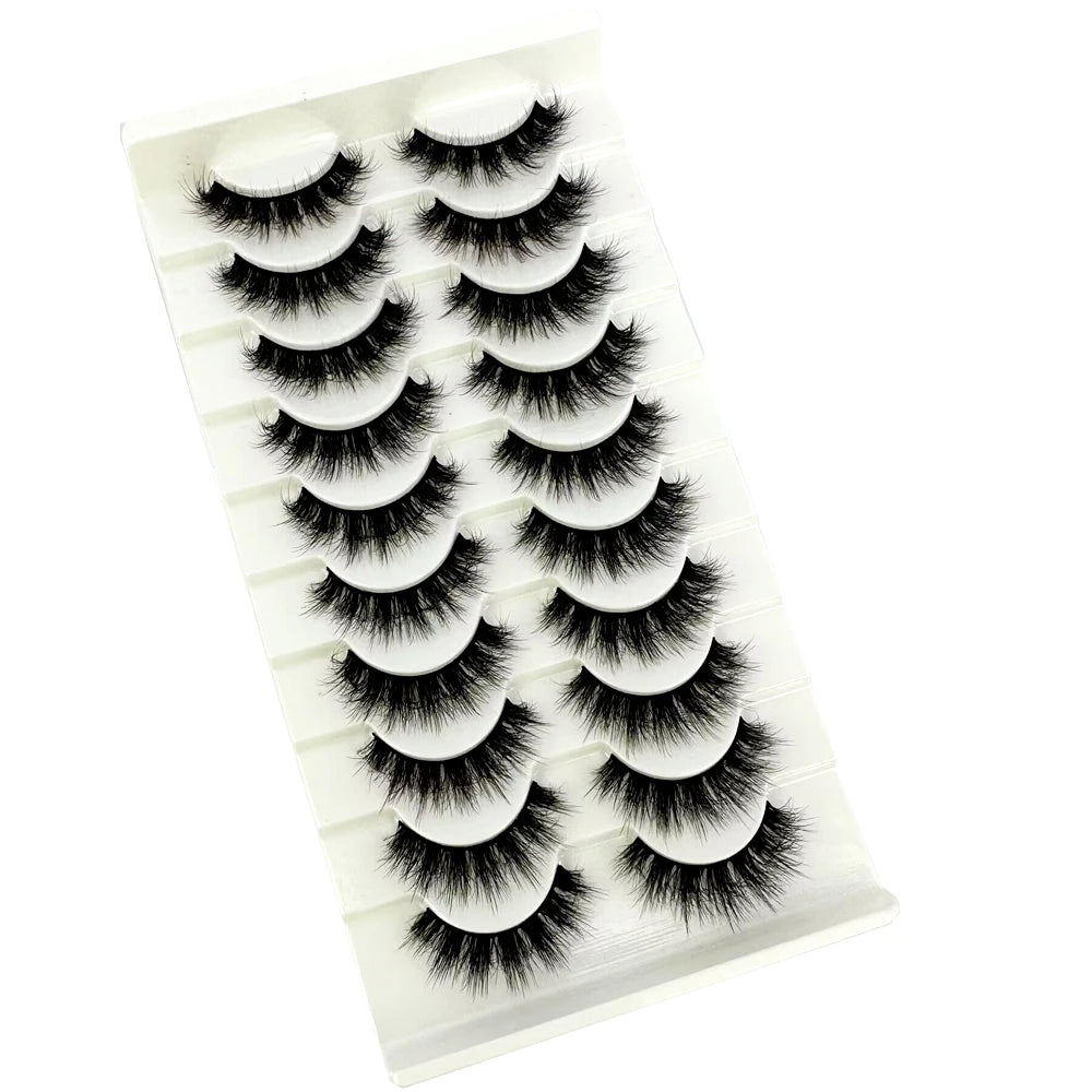 NEW 10 Pairs Natural 3d Mink Lashes Soft False Eyelashes Cross Messy Dense Eye Lashes Extension Makeup Faux Cils Maquillaje H13