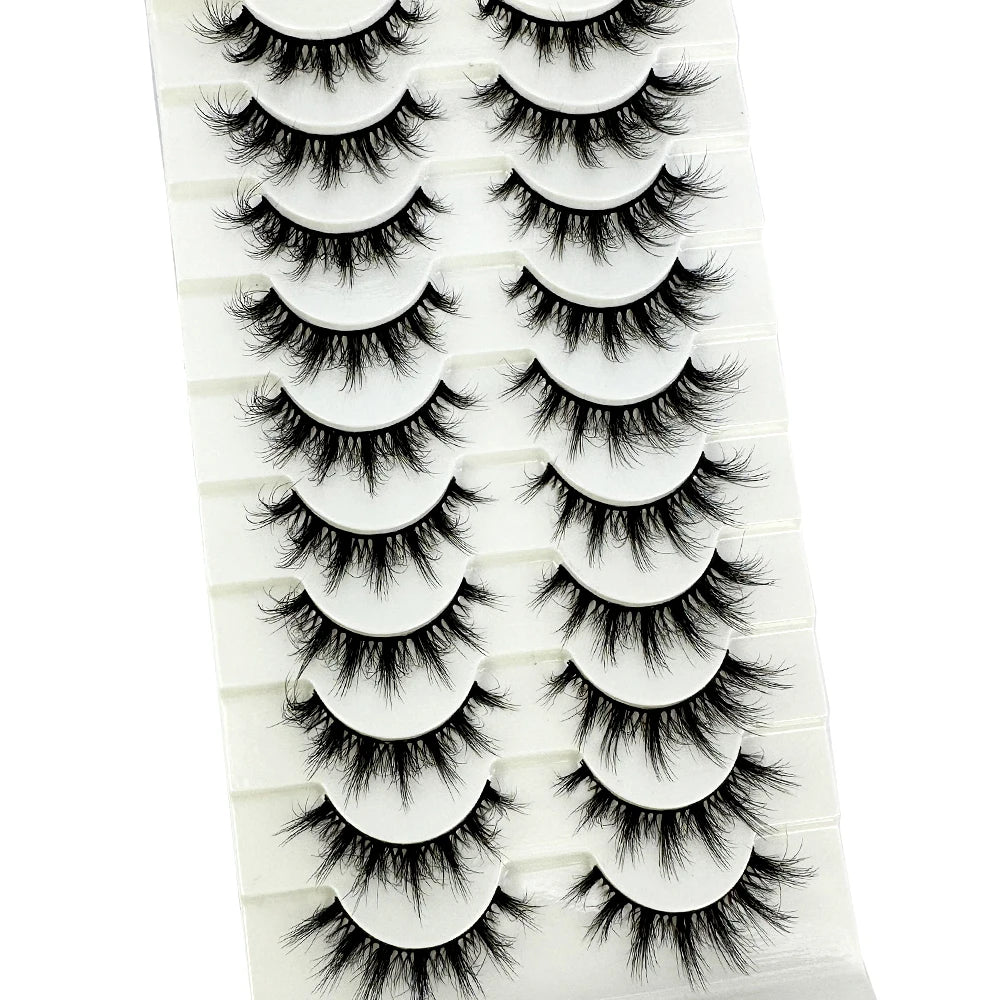 NEW 10 Pairs Natural 3d Mink Lashes Soft False Eyelashes Cross Messy Dense Eye Lashes Extension Makeup Faux Cils Maquillaje H13