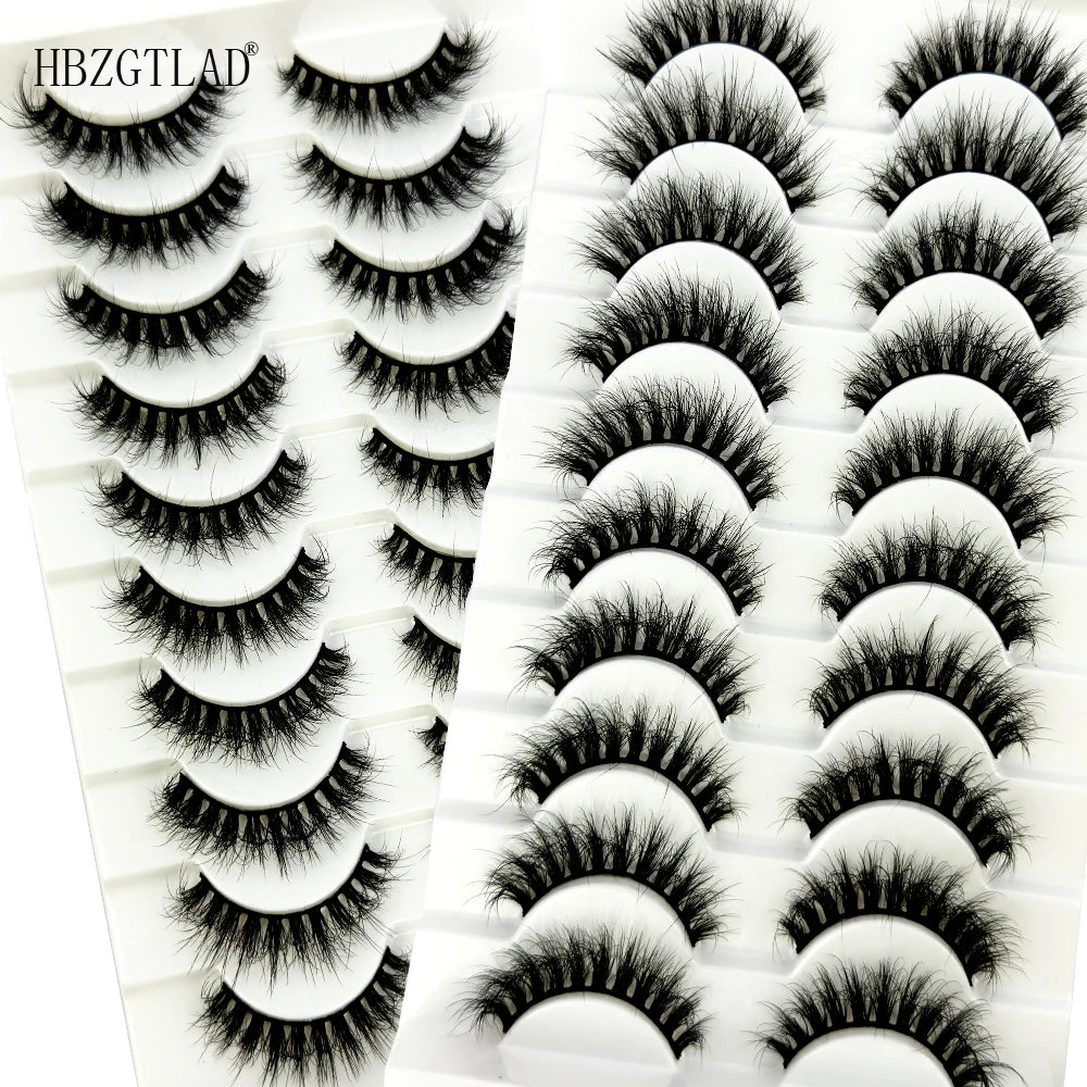 NEW 10 Pairs Natural 3d Mink Lashes Soft False Eyelashes Cross Messy Dense Eye Lashes Extension Makeup Faux Cils Maquillaje H13