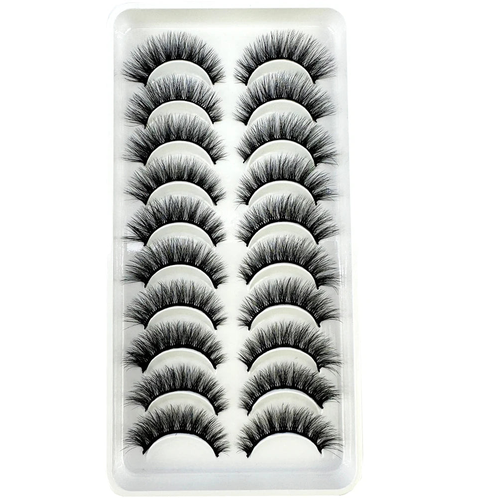 NEW 10 Pairs Natural 3d Mink Lashes Soft False Eyelashes Cross Messy Dense Eye Lashes Extension Makeup Faux Cils Maquillaje H13