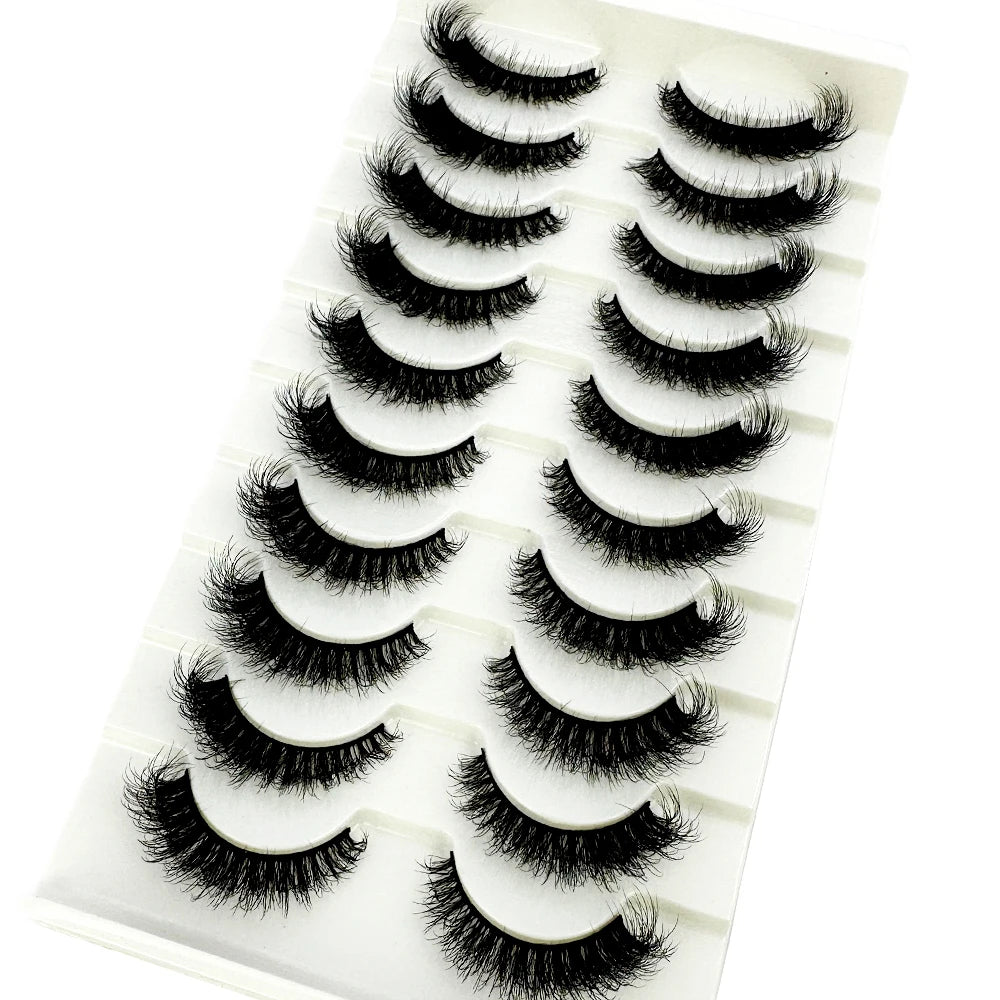 NEW 10 Pairs Natural 3d Mink Lashes Soft False Eyelashes Cross Messy Dense Eye Lashes Extension Makeup Faux Cils Maquillaje H13