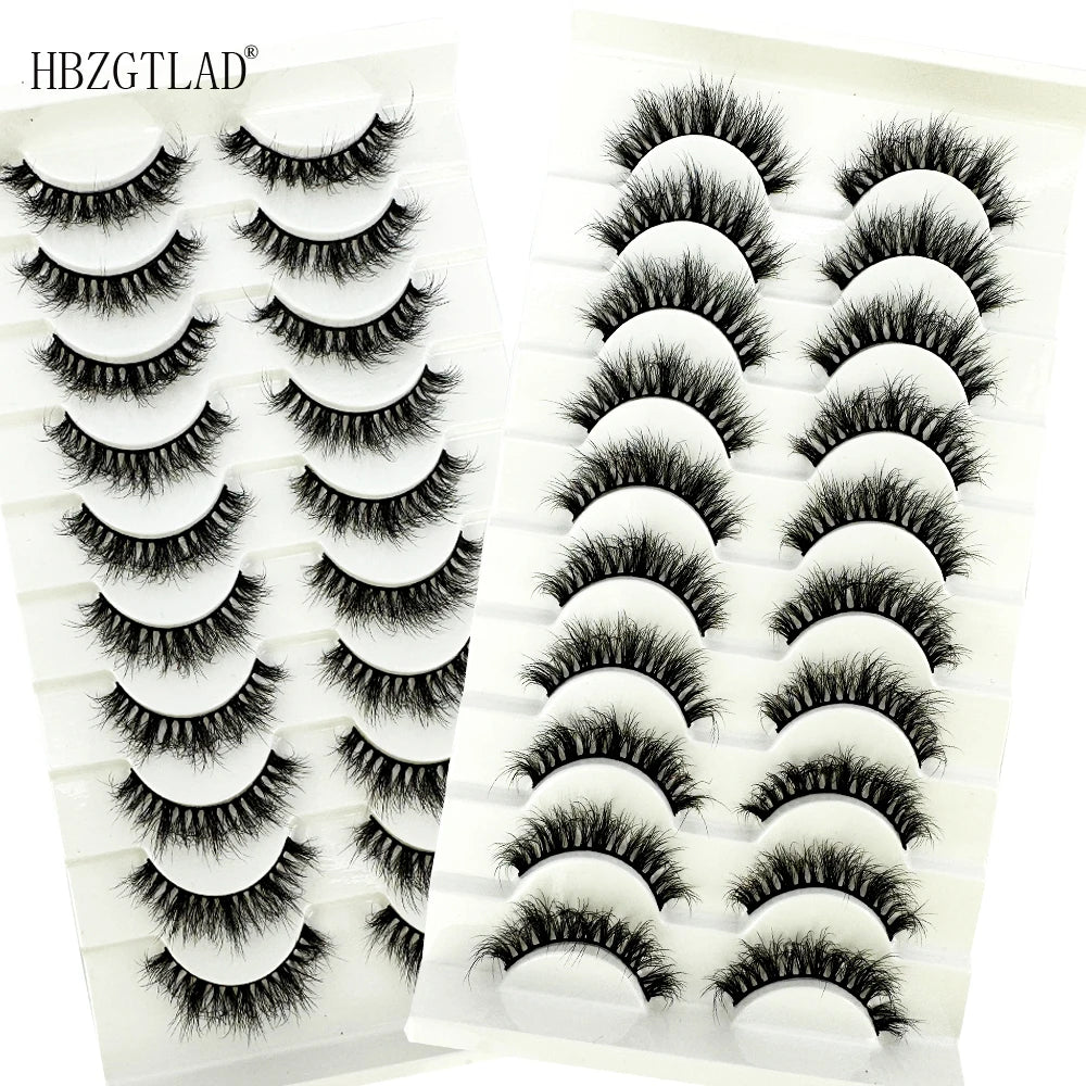 NEW 10 Pairs Natural 3d Mink Lashes Soft False Eyelashes Cross Messy Dense Eye Lashes Extension Makeup Faux Cils Maquillaje H13