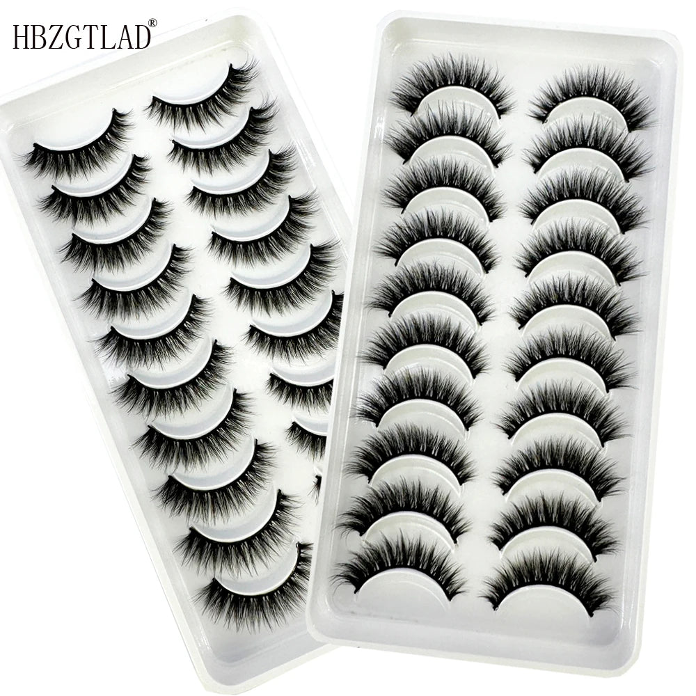 NEW 10 Pairs Natural 3d Mink Lashes Soft False Eyelashes Cross Messy Dense Eye Lashes Extension Makeup Faux Cils Maquillaje H13