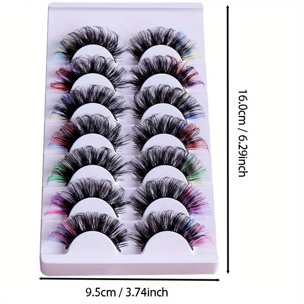 2Boxes/14Pairs Colored Eyelashes Fluffy Fake Lashes With Color, D Curl Volume Dramatic Long Thick Volume Fake Eye Lash