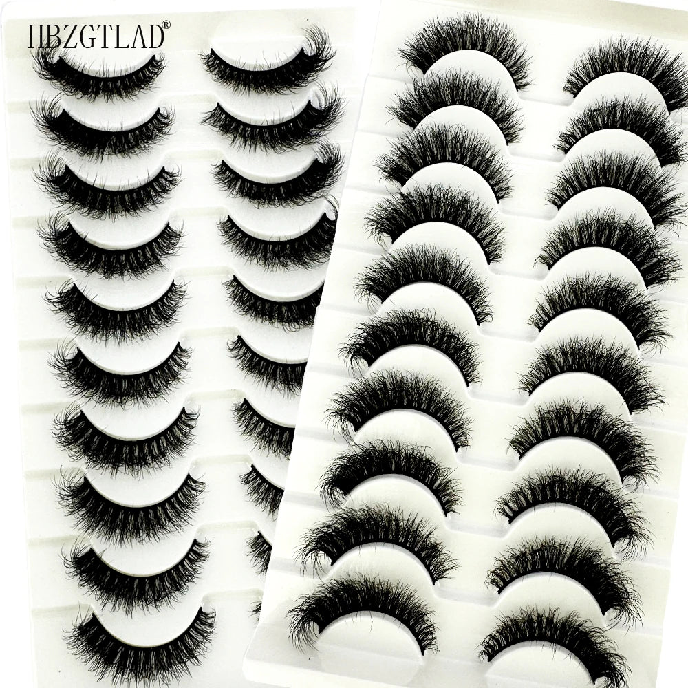 NEW 10 Pairs Natural 3d Mink Lashes Soft False Eyelashes Cross Messy Dense Eye Lashes Extension Makeup Faux Cils Maquillaje H13