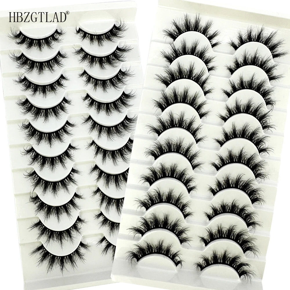 NEW 10 Pairs Natural 3d Mink Lashes Soft False Eyelashes Cross Messy Dense Eye Lashes Extension Makeup Faux Cils Maquillaje H13