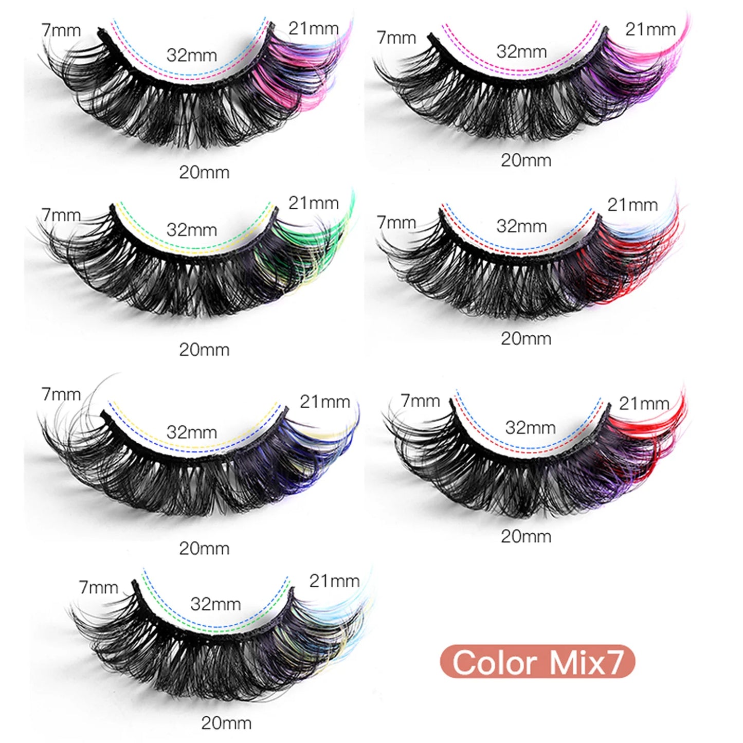 2Boxes/14Pairs Colored Eyelashes Fluffy Fake Lashes With Color, D Curl Volume Dramatic Long Thick Volume Fake Eye Lash