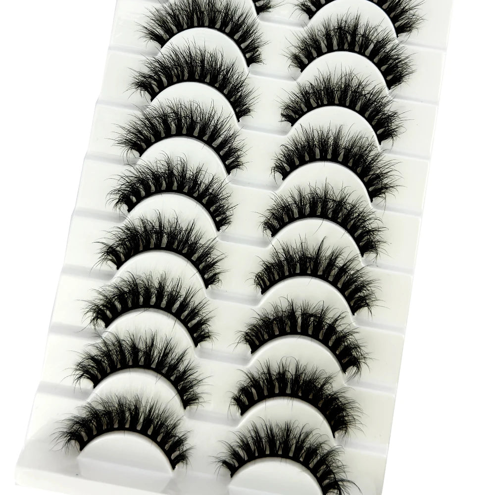 NEW 10 Pairs Natural 3d Mink Lashes Soft False Eyelashes Cross Messy Dense Eye Lashes Extension Makeup Faux Cils Maquillaje H13