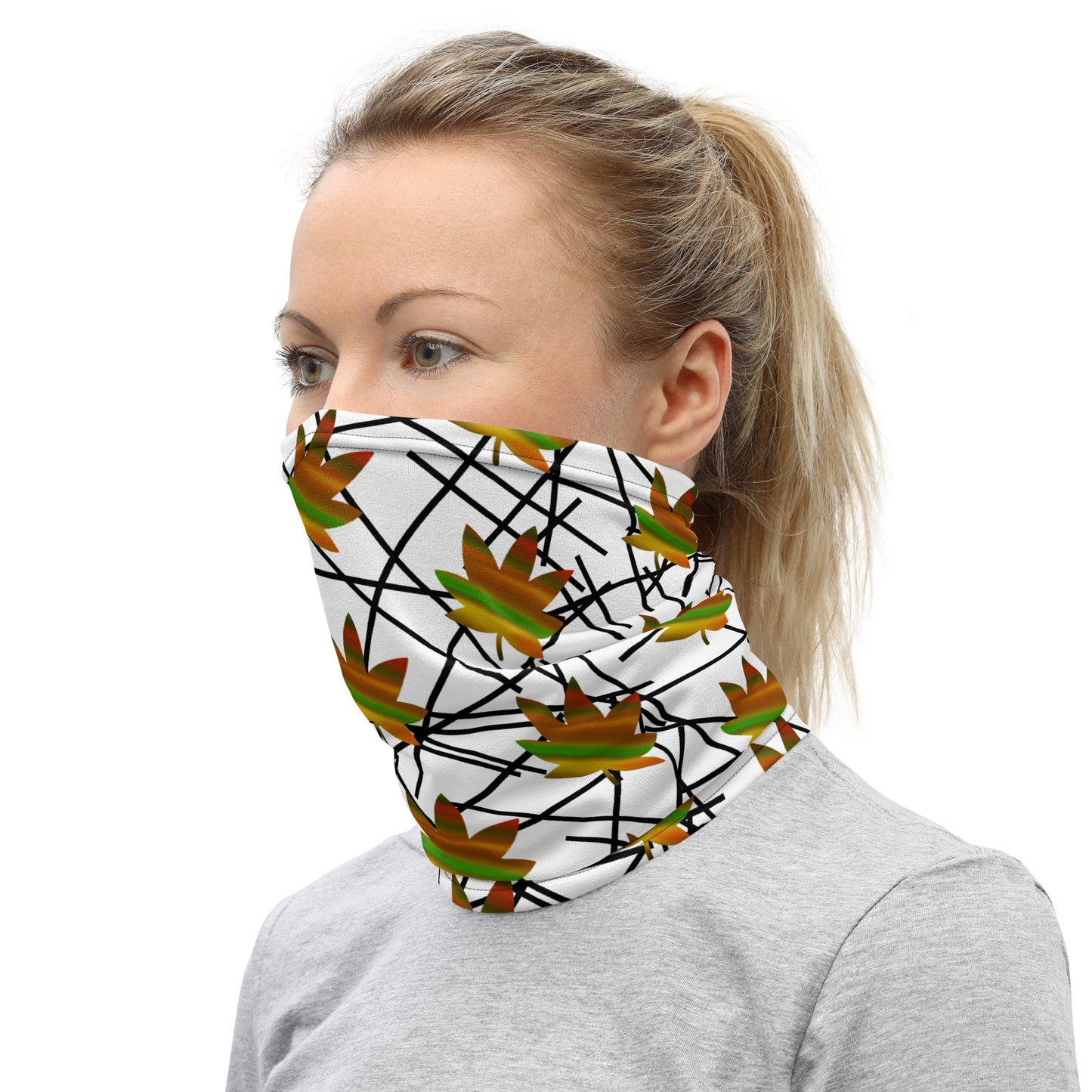 Brush Leaf Black Line Neck Gaiter